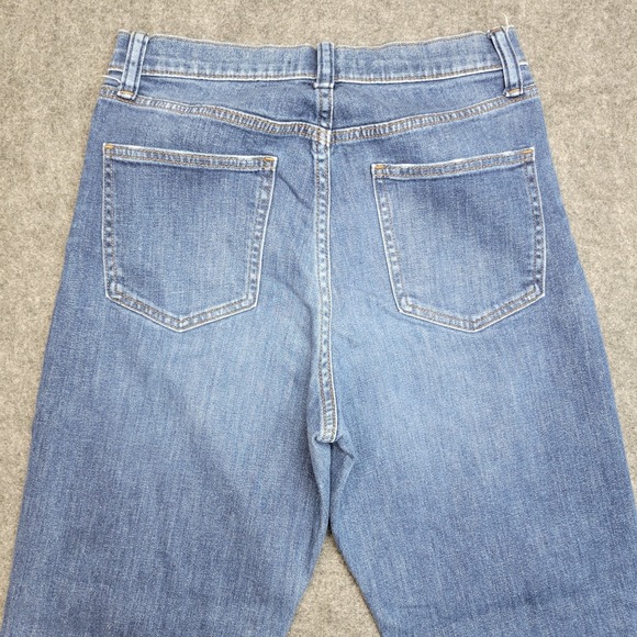 Uniqlo Jeans Womens 3 Blue Denim Distresd Single Stitch Flat Front Straight Leg - Picture 7 of 14